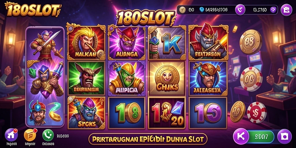 Screenshot utama 180SLOT menampilkan aksi pertarungan mendebarkan antara karakter-karakter kuat.
