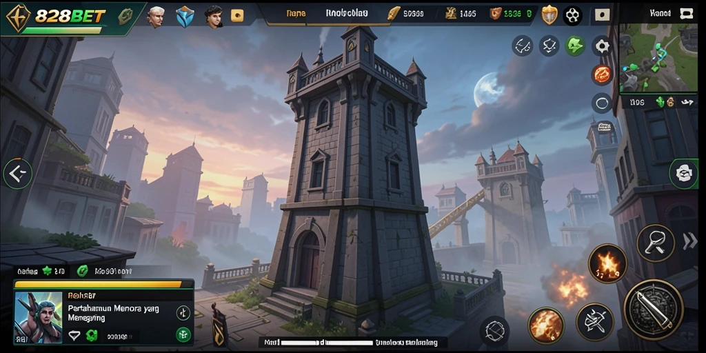 Tampilan menarik dari gameplay Tower Defense 828BET yang menegangkan.