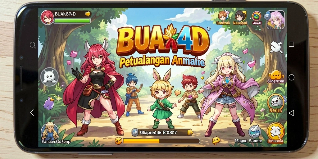 Menampilkan karakter dan lingkungan berwarna-warni dalam BUAH4D.