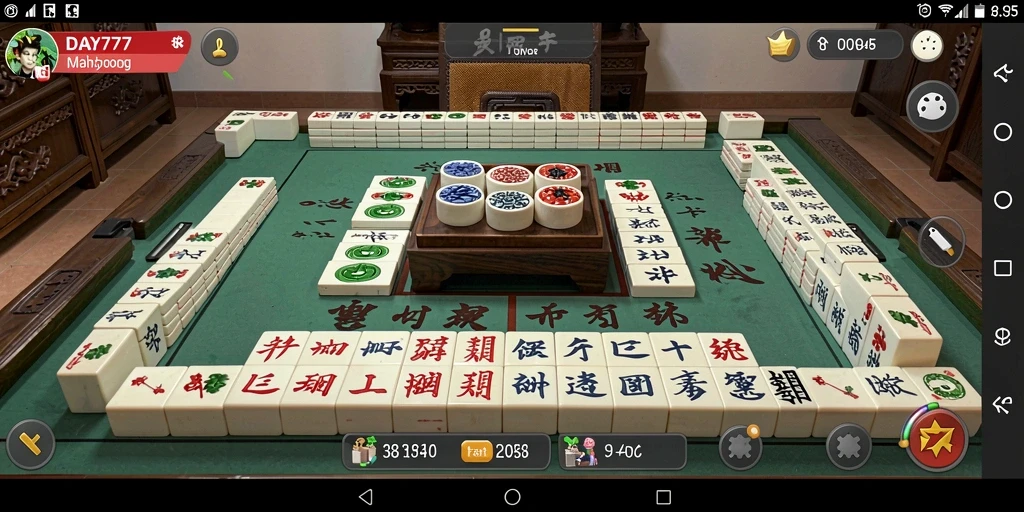 Tangkapan layar utama DAY777 menampilkan gameplay Mahjong yang seru dan menantang.