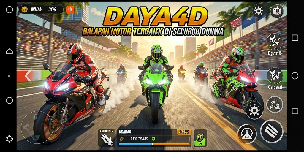 Tangkapan layar utama DAYA4D menampilkan aksi balap motor yang mendebarkan.