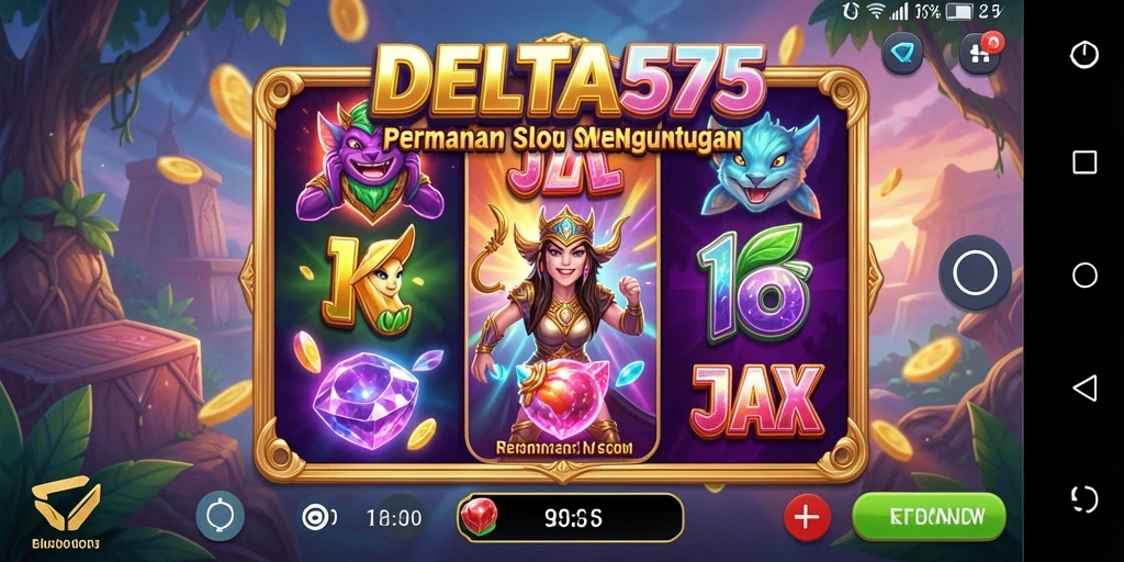 Screenshot utama DELTA575 menampilkan gameplay Slot yang mendebarkan.