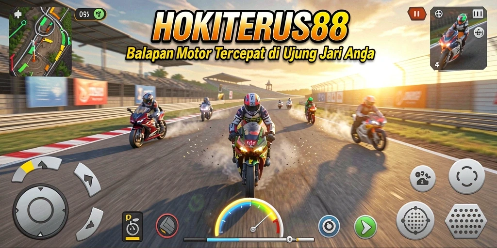 Screenshot HOKITERUS88 menampilkan balapan motor yang mendebarkan.