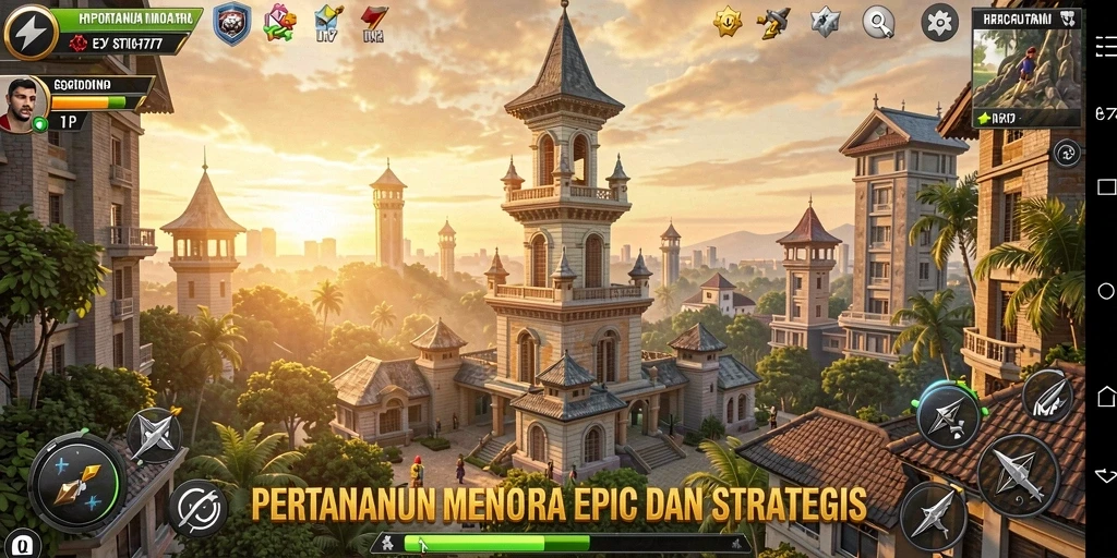 Tampilan gameplay seru dan strategis Tower Defense HP777.