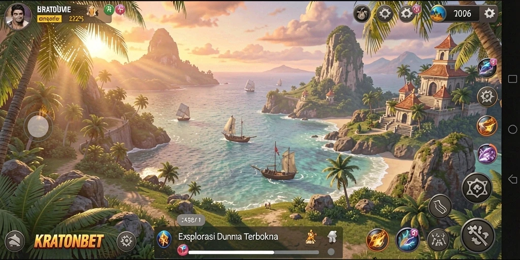 Screenshot gameplay KRATONBET menampilkan petualangan seru di dunia terbuka.