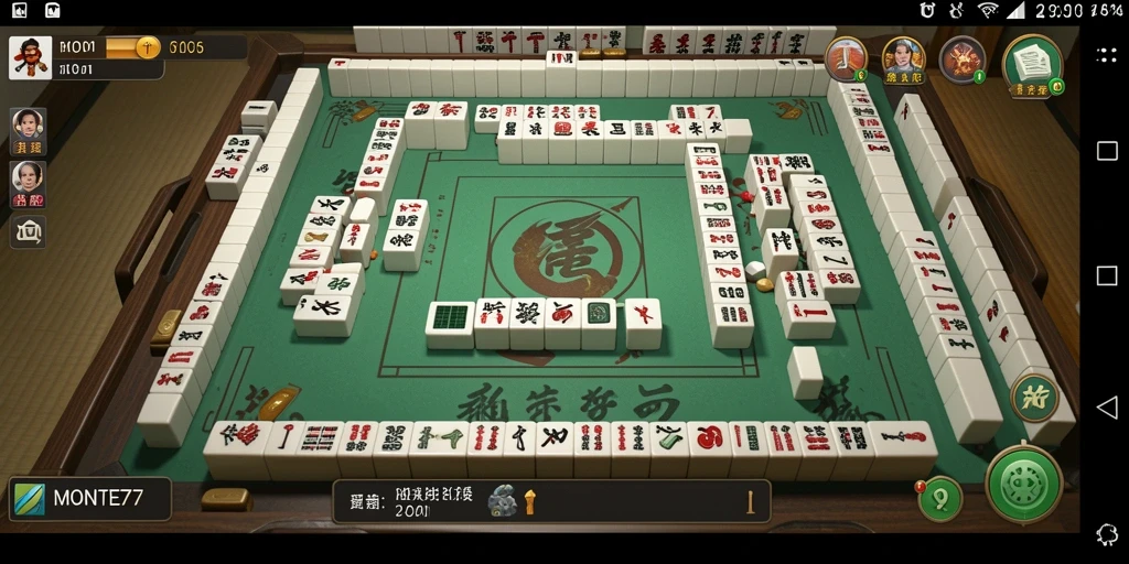 Tampilan gameplay MONTE77 yang menarik dan seru saat bermain Mahjong.