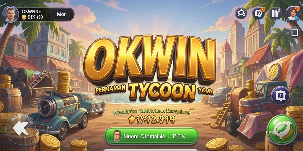 Tampilan gameplay OKWIN yang menarik sebagai permainan Tycoon.