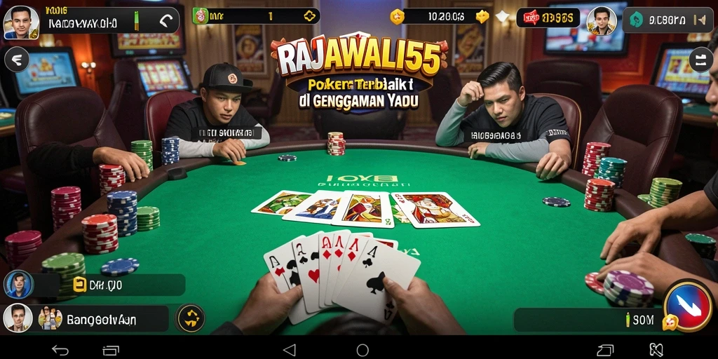 Screenshot RAJAWALI55 menampilkan suasana permainan poker yang seru.