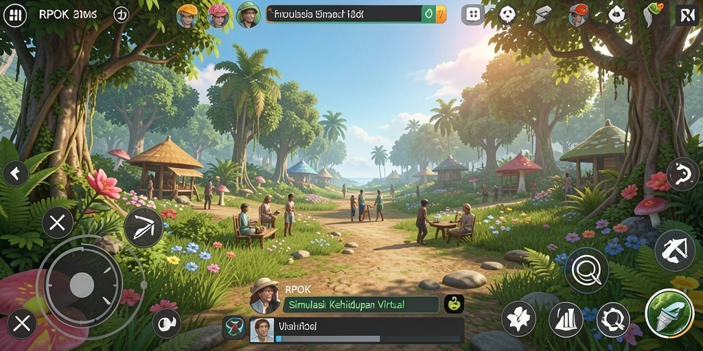 Screenshot utama RPOK menunjukkan pemain merasakan kehidupan virtual yang menyenangkan.