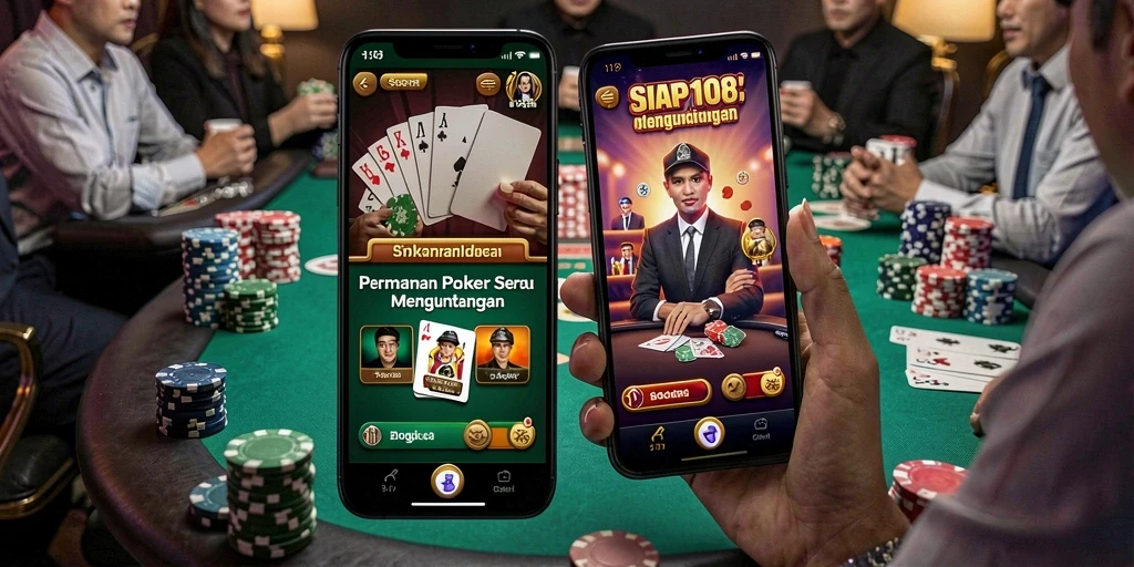 Screenshot SIAP108 menampilkan suasana permainan Poker yang mendebarkan.