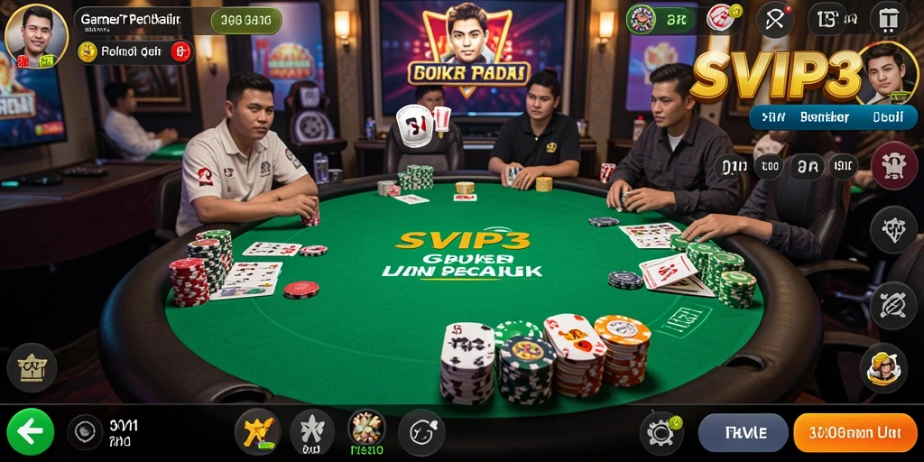 Tampilan gameplay seru dalam permainan Poker SVIP3 yang menegangkan.