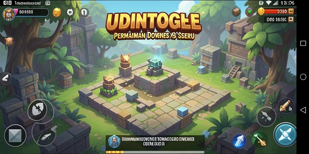 Screenshot UDINTOGEL menampilkan menara yang siap bertahan dari serangan musuh.