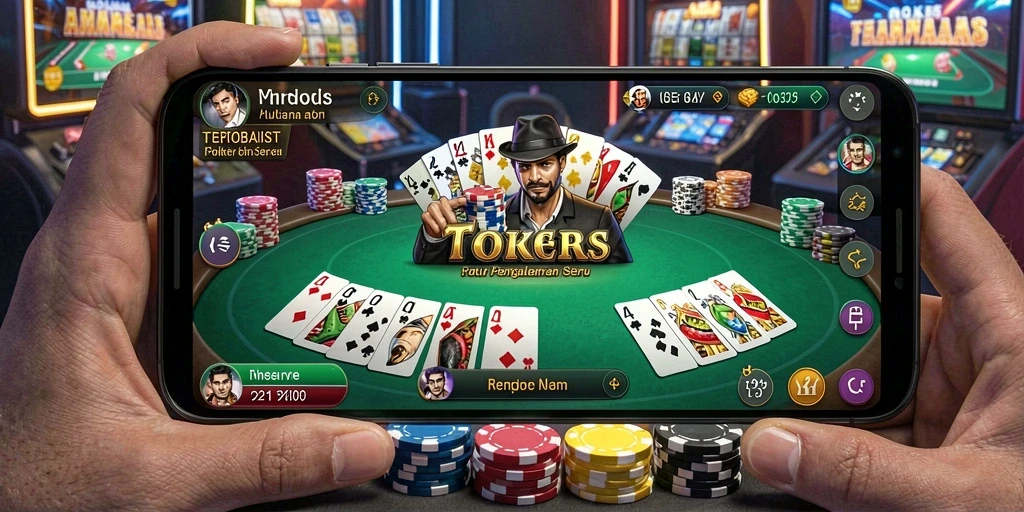 Tampilan gameplay V21 yang mendebarkan dalam permainan Poker.