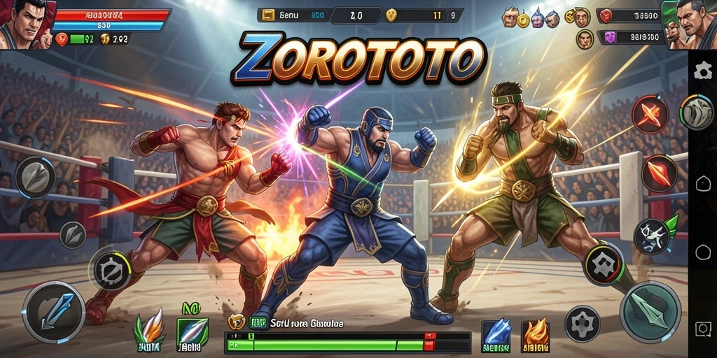 Tampilan aksi seru di arena pertarungan ZOROTOTO.